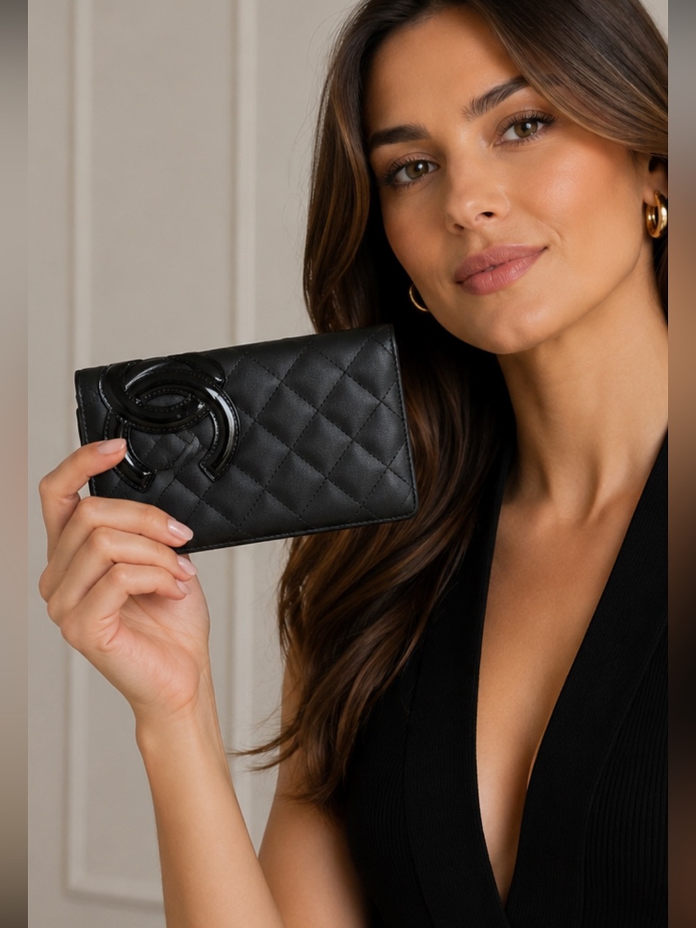 Chanel Authentic Quilted long Leather Wallet EUC